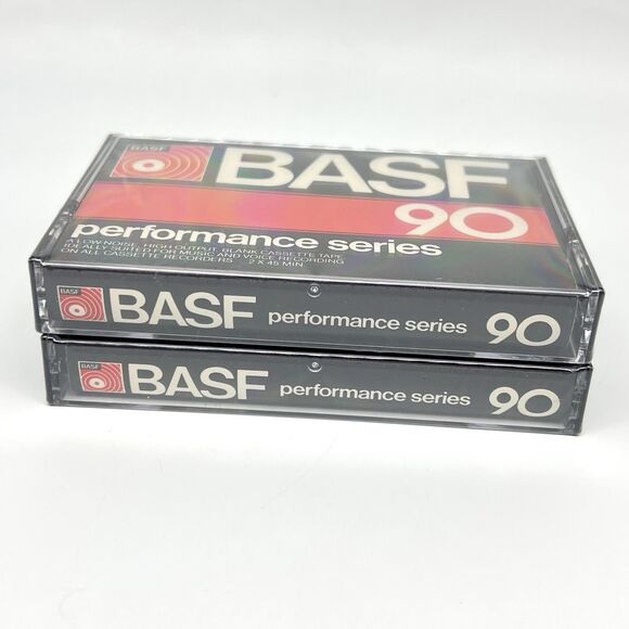 BASF 90 Performance Series BLANK Cassette Tape (Lot of 2) Vintage NEW Sealed USA - Picture 3 of 6